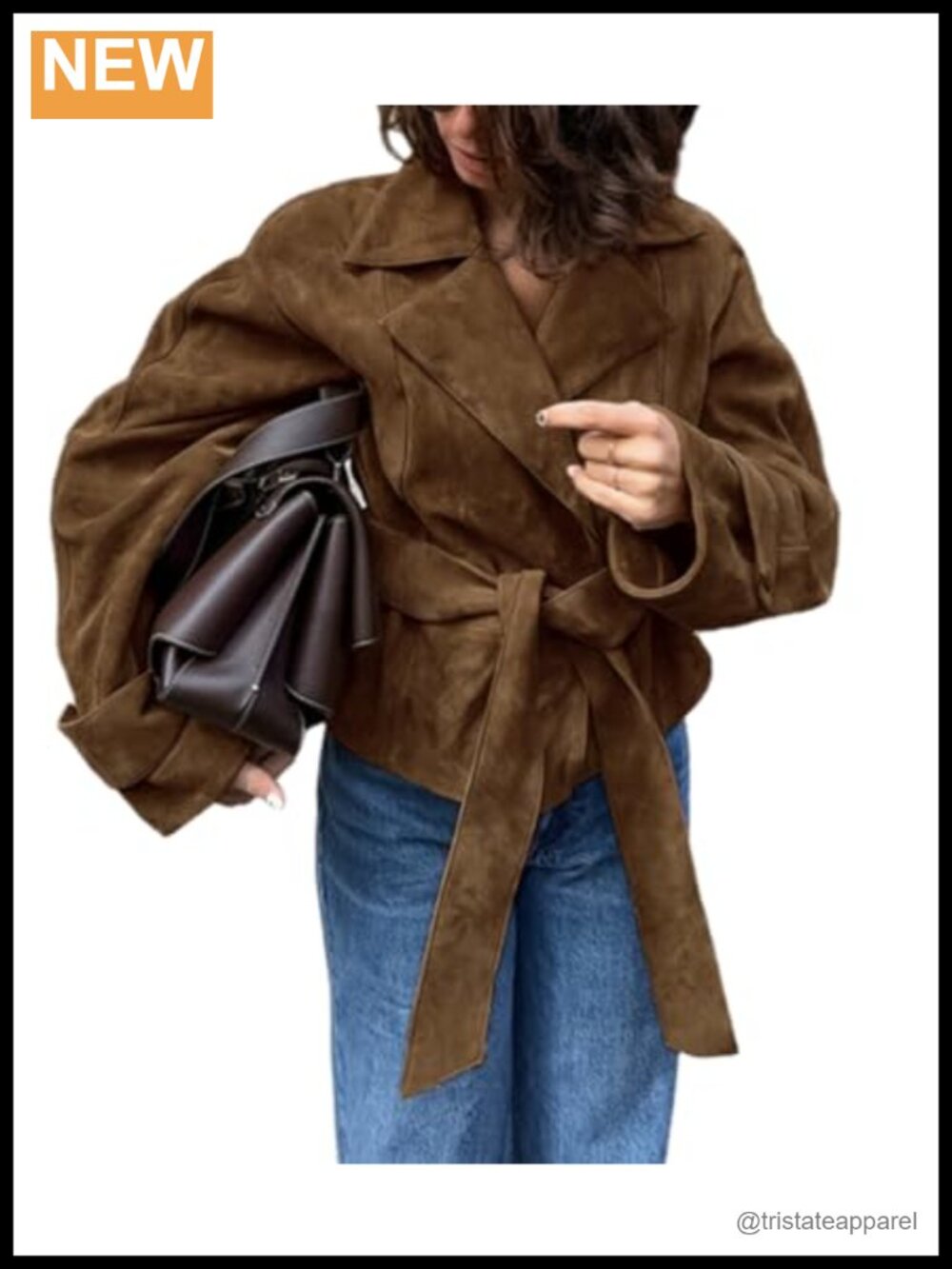 Faux Suede Retro Moto Jacket Long Sleeve Oversized Y2k Coat
